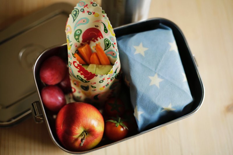 Wrap snacks and lunches in paper or beeswax wraps